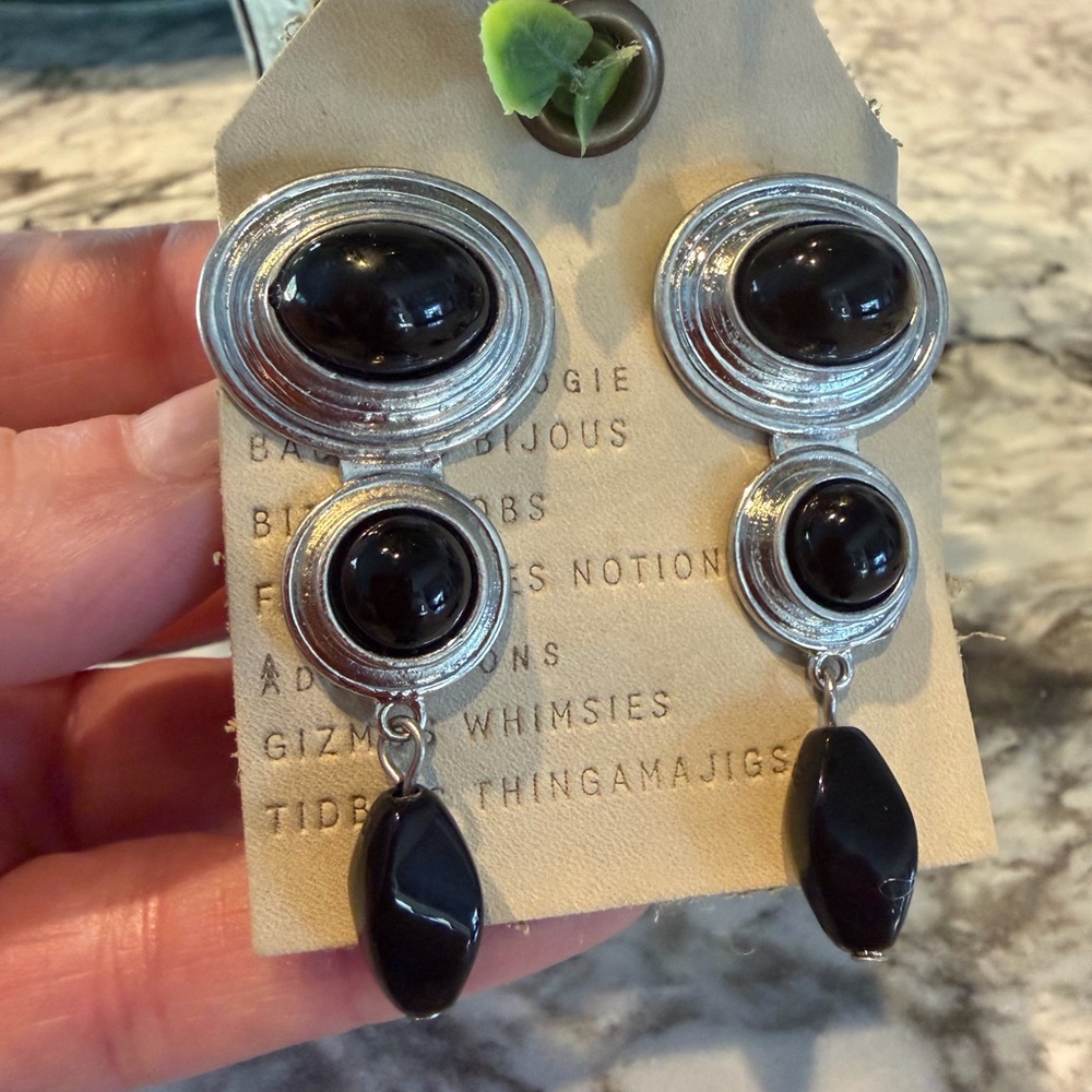 Anthropologie Silver and Black Statement Earrings